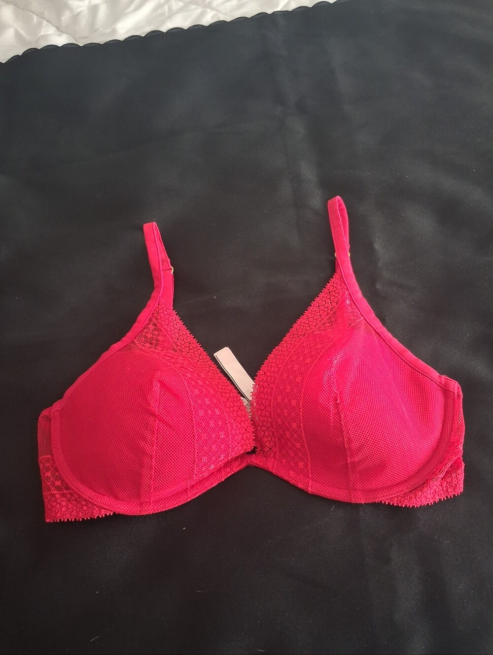 Victoria's Secret Hot Pink Lace-Trim Bra